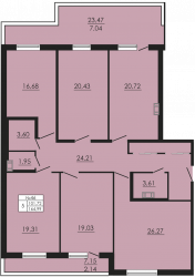Пятикомнатная квартира 164.99 м²